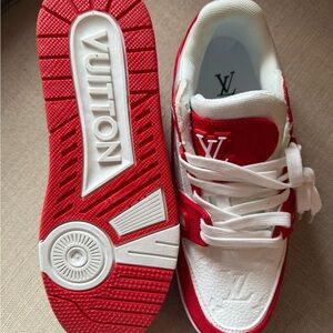Louis Vuitton Red and White Athletic Shoes